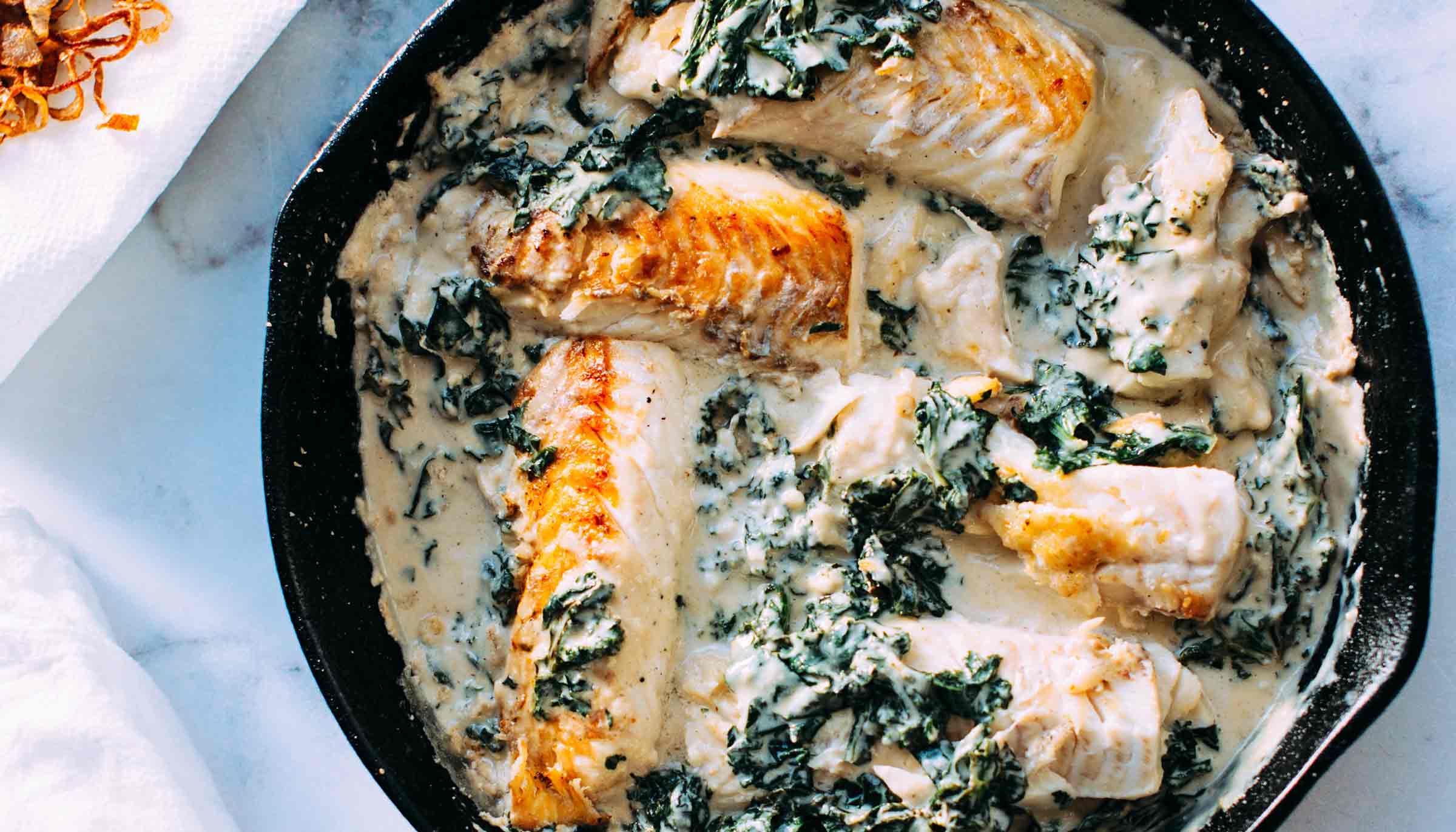 creamy spinanch salmon dish